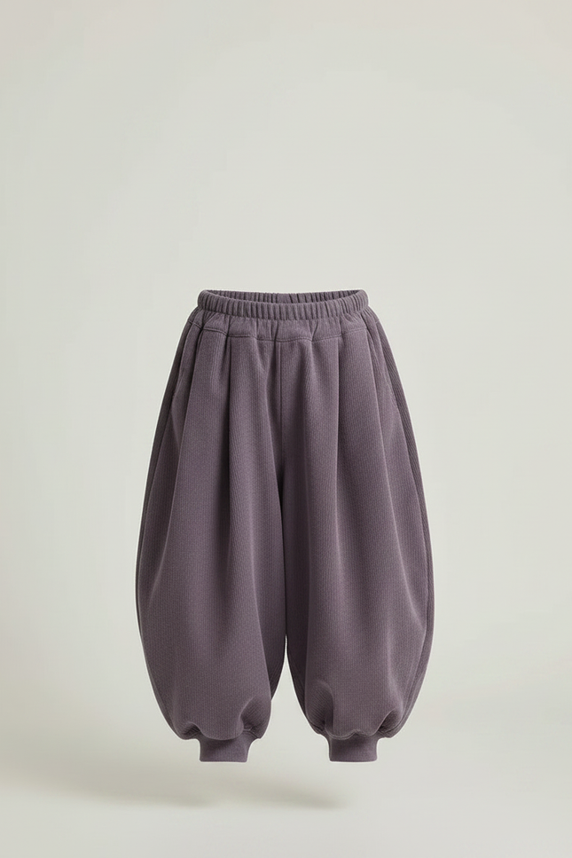 Pantalon Fluide Violet Côtelé Harem Ample Enfant - Cordé - vue 3