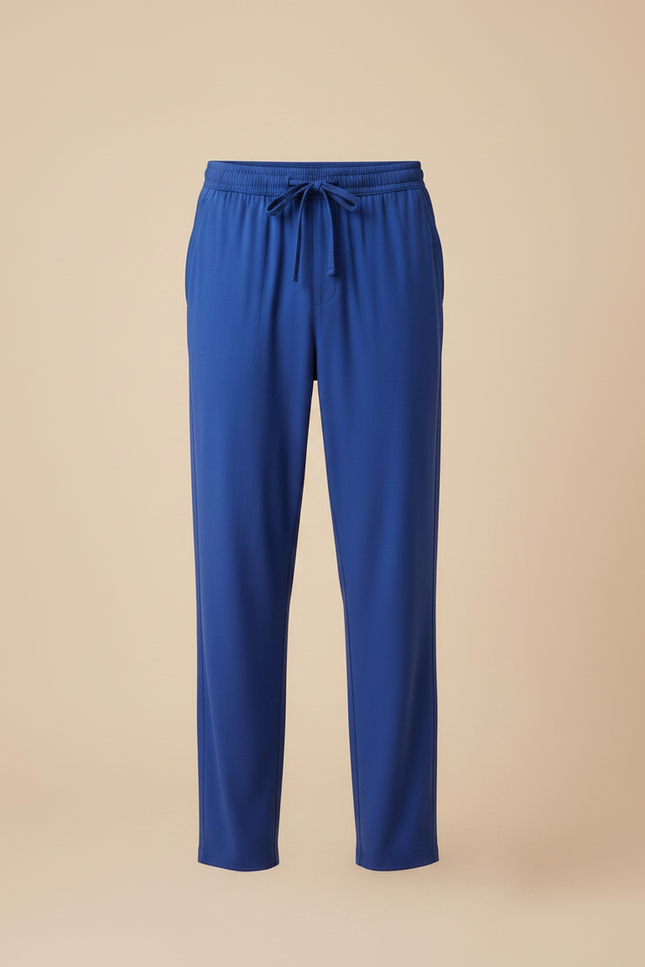 Pantalon Fluide Bleu Droit Décontracté Homme Cordon - Polyester - vue 3