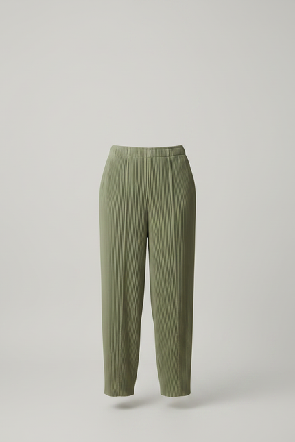 Pantalon Fluide Vert Plissé Ample Confortable Femme - Polyester - vue 3