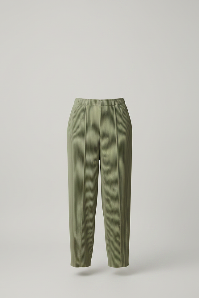 Pantalon Fluide Vert Plissé Ample Confortable Femme - Polyester - vue 3