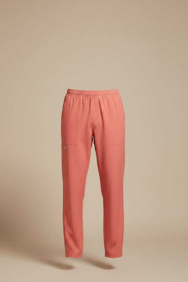 Pantalon Fluide Corail Homme Droit Décontracté - Rose Viscose - vue 3