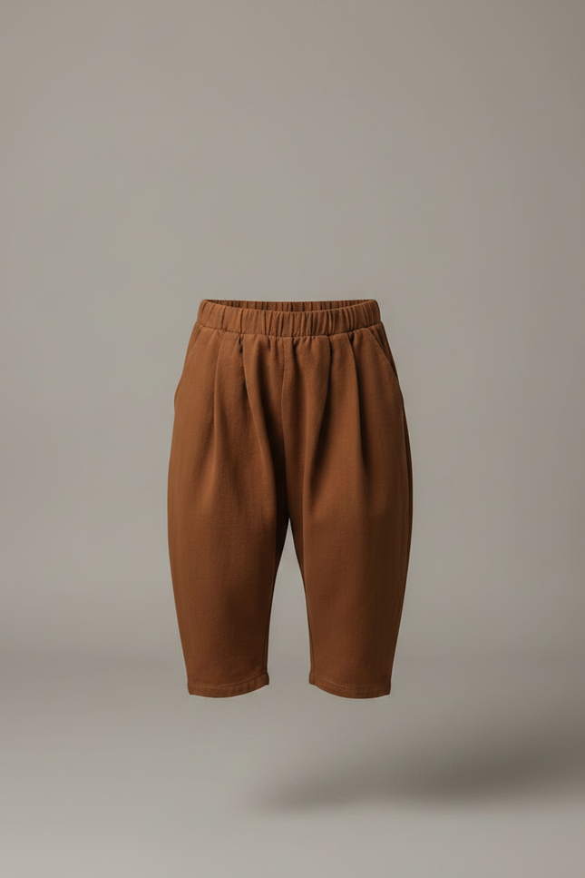 Pantalon Fluide Fille Terracotta Coupe Ample - Marron Molleton - vue 3
