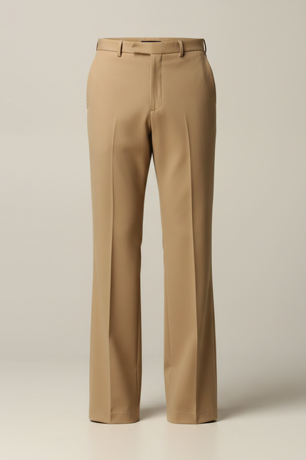 Pantalon Fluide Beige Évasé Droit Homme Élégant - Gabardine - vue 3
