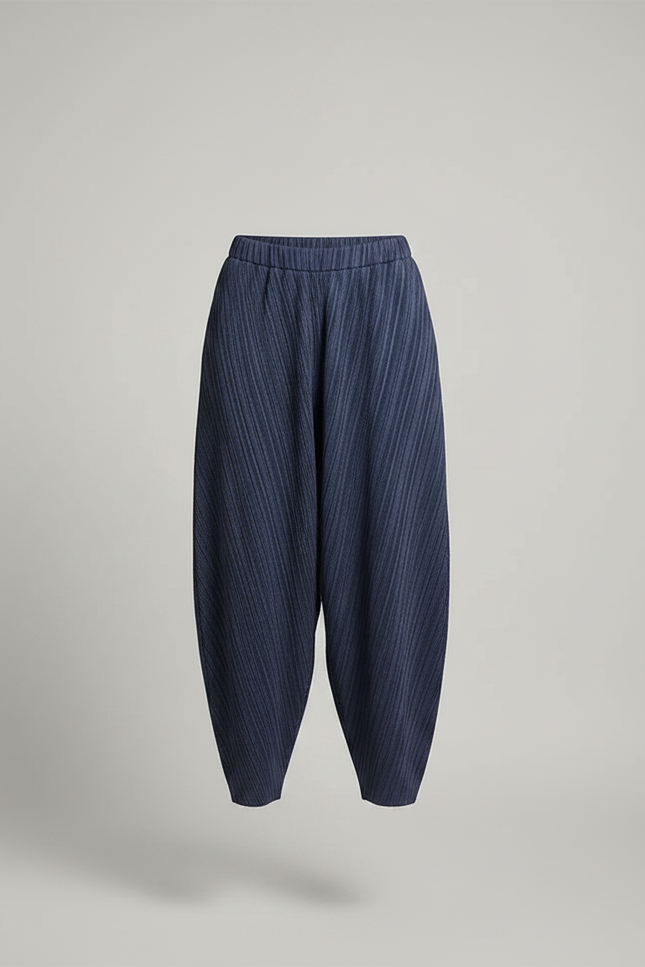 Pantalon Fluide Rayé Bleu - Polyester - vue 3