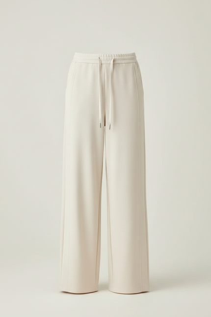 Pantalon Fluide Écru Ample Cordon Décontracté Femme - Beige Molleton - vue 3