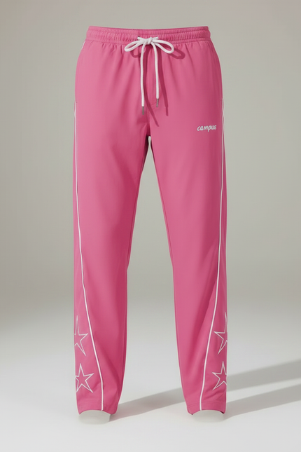 Pantalon Fluide Rose Étoiles Blanches Sport Cordon Homme - Polyester - vue 3