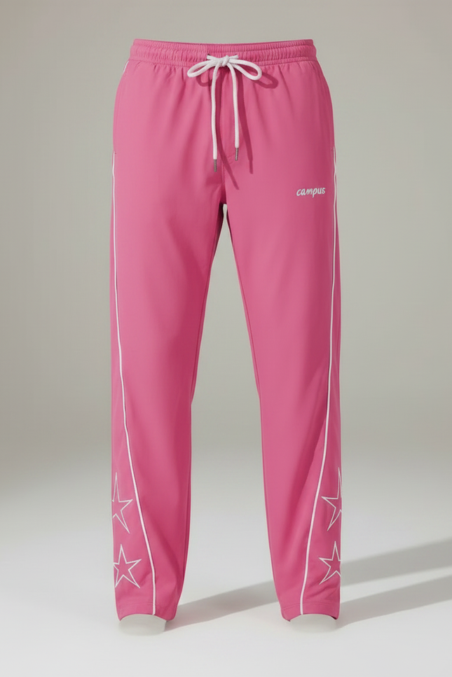 Pantalon Fluide Rose Étoiles Blanches Sport Cordon Homme - Polyester - vue 3