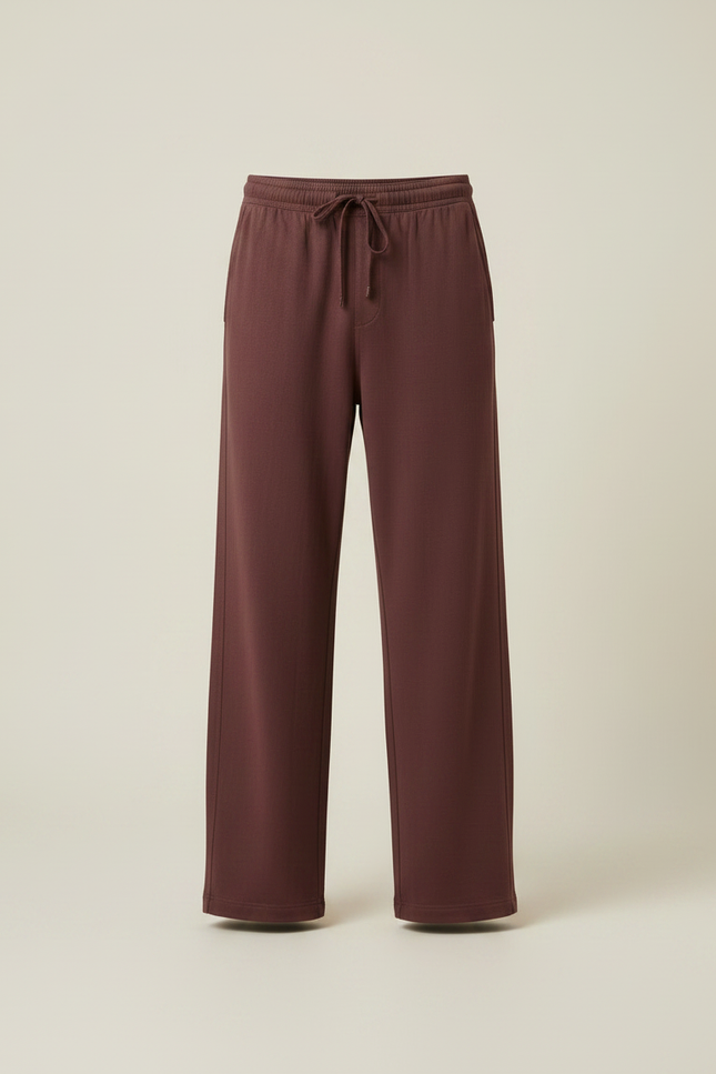 Pantalon Fluide Marron Ample Décontracté Homme Cordon - Molleton - vue 3