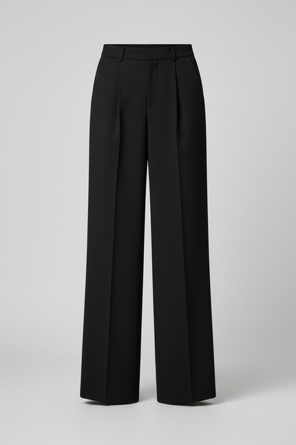Pantalon Taille Haute Fluide Noir - Viscose - vue 3