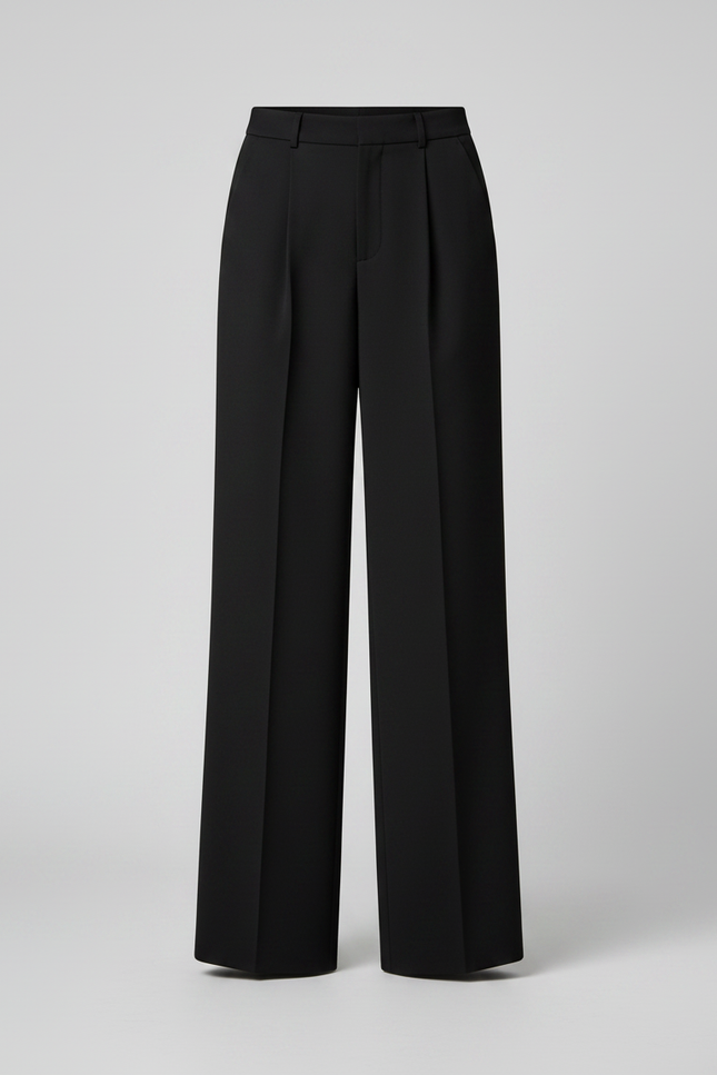 Pantalon Taille Haute Fluide Noir - Viscose - vue 3