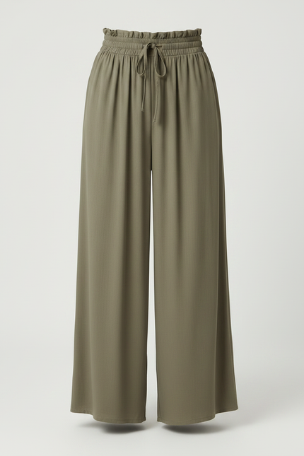 Pantalon Large Fluide Kaki - Viscose - vue 3