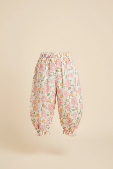 Pantalon Fluide Floral Ample Coton Enfant - Multicolore - vue 3