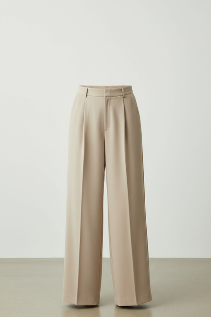 Pantalon Fluide Beige Plissé Ample Élégant Femme - Polyester - vue 3