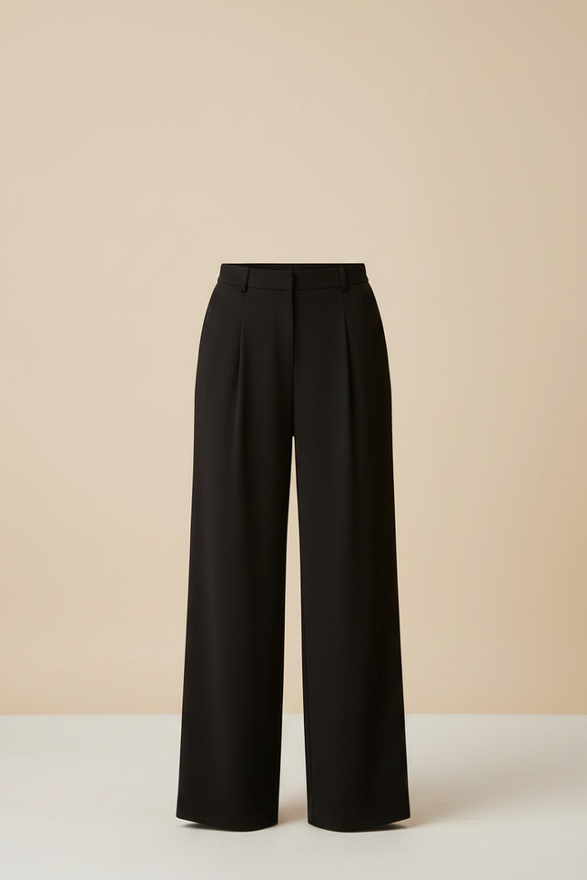 Pantalon Fluide Femme Noir Palazzo Crêpe Chic - Viscose - vue 3