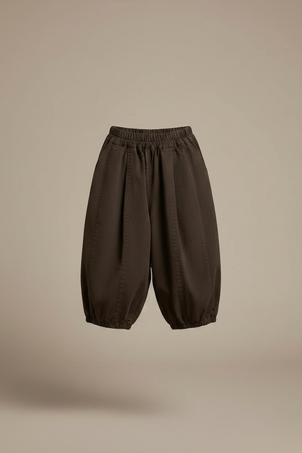 Pantalon Fluide Marron Ample Coton Plissé Enfant - Toile - vue 3