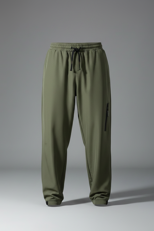 Pantalon Fluide Kaki Ample Sportif Homme Zippé - Polyester - vue 3