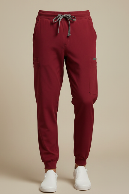 Pantalon Fluide Bordeau Jogger Cargo Homme - Bordeaux Polyester - vue 3