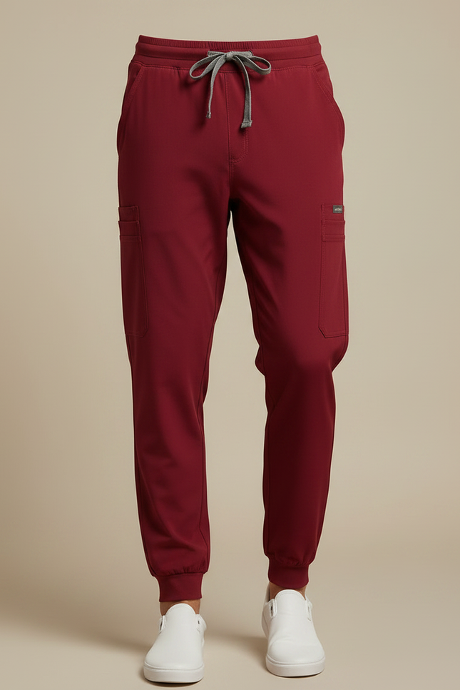 Pantalon Fluide Bordeau Jogger Cargo Homme - Bordeaux Polyester - vue 3