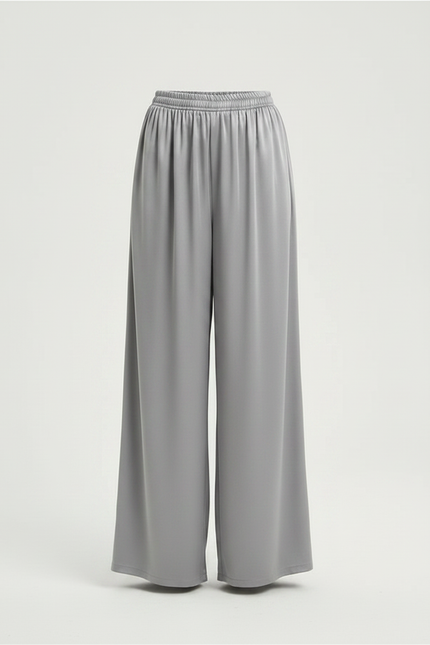 Pantalon Fluide Satiné Gris Ample Confortable Fille - vue 3