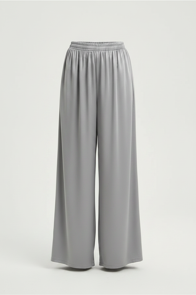 Pantalon Fluide Satiné Gris Ample Confortable Fille - vue 3