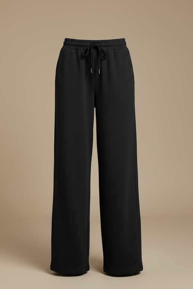 Pantalon Fluide Noir Ample Décontracté Cordon Poches - Molleton - vue 3