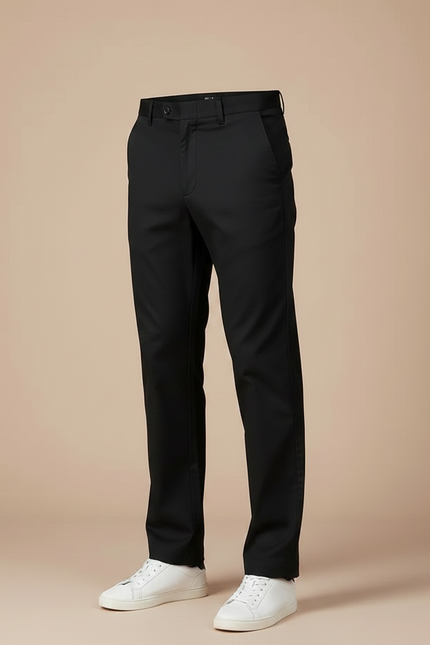 Pantalon Fluide Noir Coton Droit Business Homme - vue 3