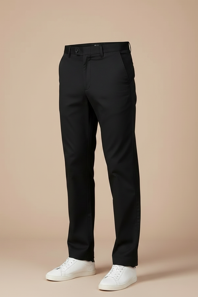 Pantalon Fluide Noir Coton Droit Business Homme - vue 3