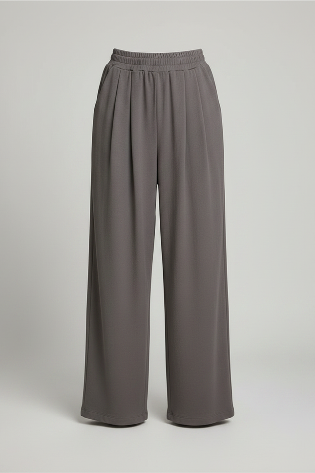 Pantalon Fluide Gris Ample Confortable Élastique - Viscose - vue 3
