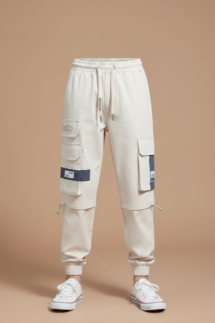 Pantalon Fluide Cargo Beige Ample Multi-Poches Garçon - Toile - vue 3