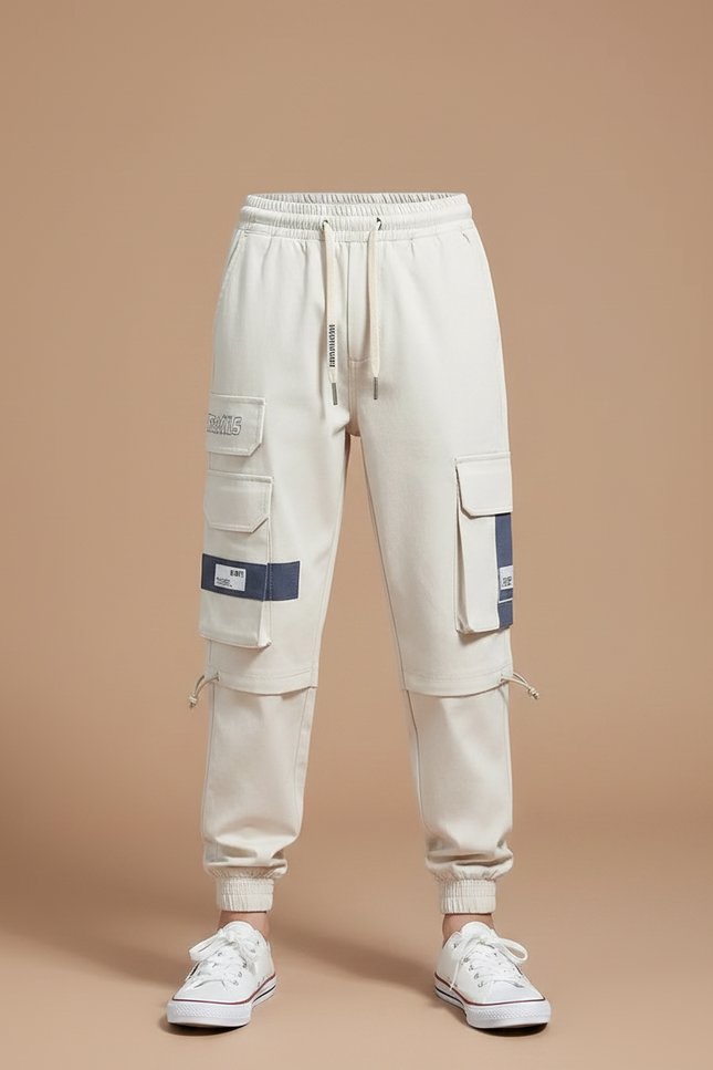 Pantalon Fluide Cargo Beige Ample Multi-Poches Garçon - Toile - vue 3