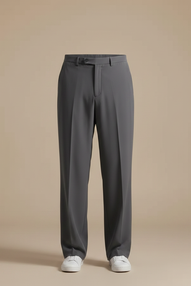 Pantalon Fluide Gris Droit Ample Décontracté Homme - Polyester - vue 3