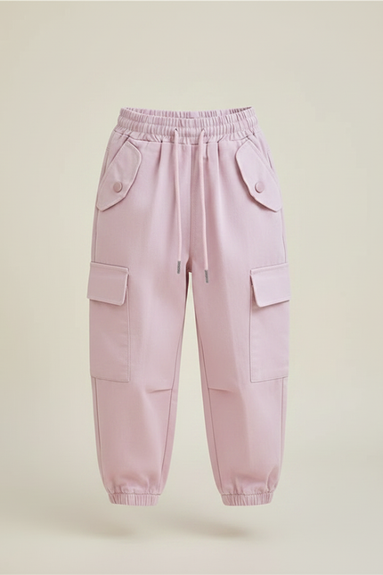 Pantalon Fluide Rose Cargo Coton Ample Décontracté Enfant - vue 3