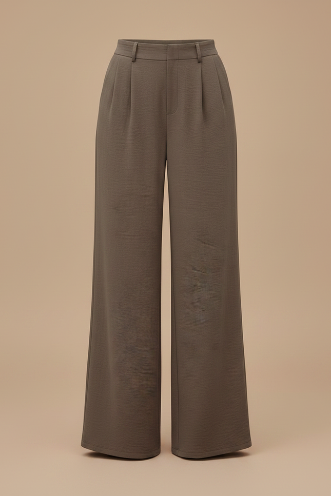 Pantalon Fluide Kaki Ample Décontracté Taille Haute - Viscose - vue 3