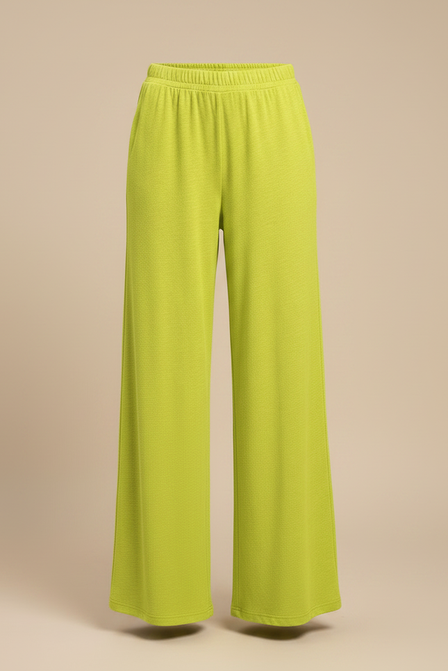 Pantalon Fluide Vert Citron Ample Décontracté Femme - Maille - vue 3
