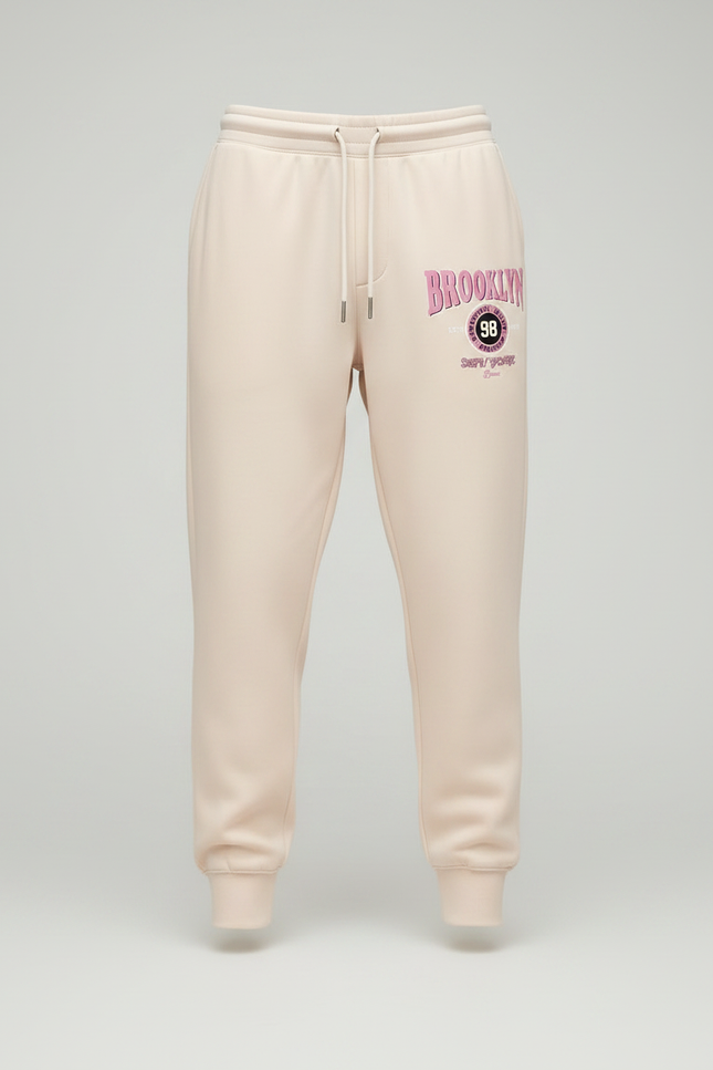 Pantalon Fluide Beige Imprimé Brooklyn Sport Cordon Homme - Molleton - vue 3