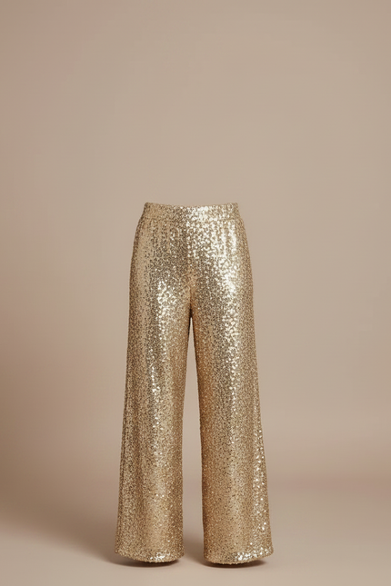 Pantalon Fluide Paillettes Dorées Évasé Scintillant Enfant - Polyester - vue 3
