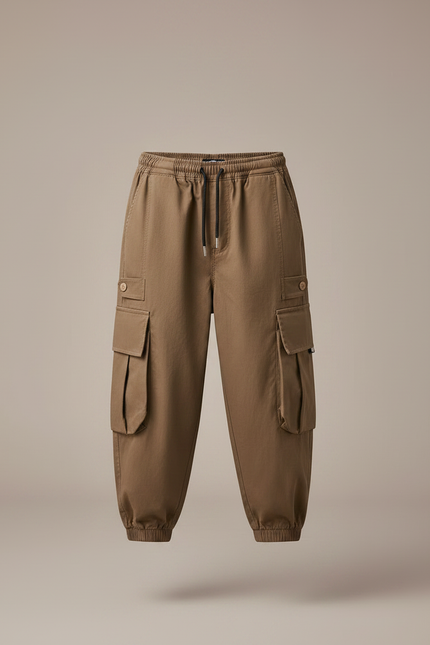 Pantalon Fluide Garçon Marron Coupe Ample - Toile - vue 3