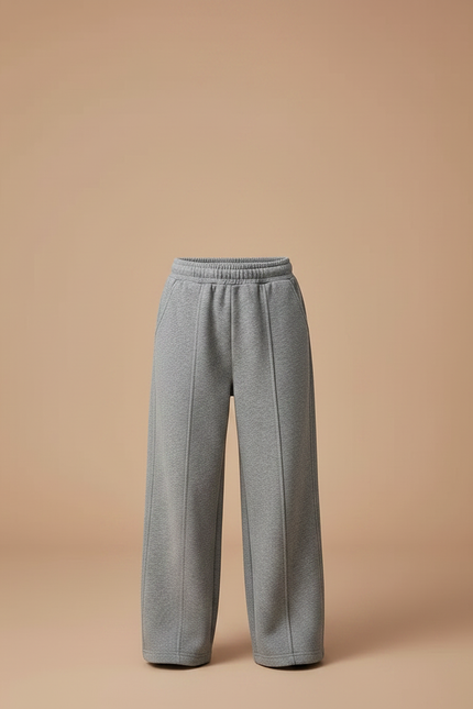 Pantalon Fluide Gris Ample Molleton Décontracté Confortable - vue 3