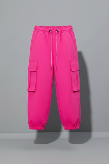 Pantalon Fluide Cargo Fushia Ample Streetwear Fille - Rose Polyester - vue 3