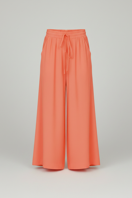 Pantalon Fluide Corail Ample Confortable Décontracté Élégant - Orange Viscose - vue 3