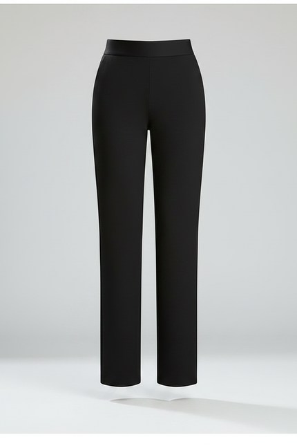 Pantalon Fluide Noir Ample Taille Haute Extensible Élégant - Polyester - vue 3