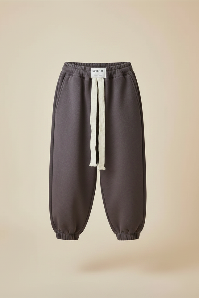 Pantalon Fluide Garçon Gris Coupe Ample Coton Hiver - Molleton - vue 3