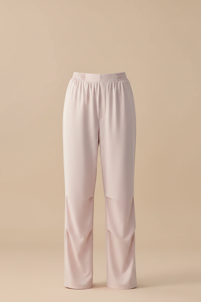 Pantalon Fluide Rose Drapé Ample Taille Élastiquée - Polyester - vue 3