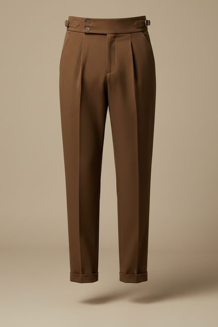 Pantalon Fluide Marron Plissé Élégant Homme - Polyester - vue 3
