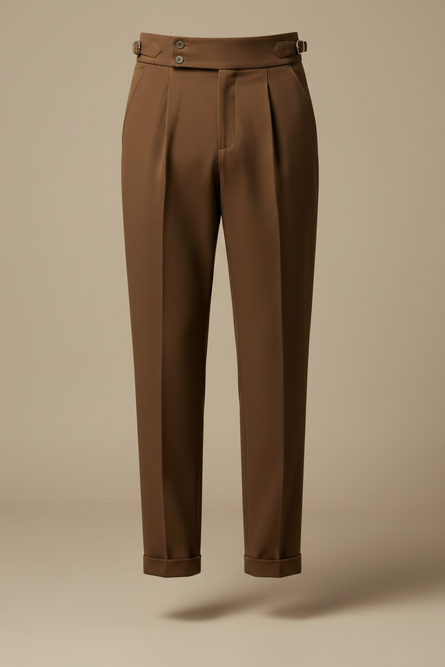 Pantalon Fluide Marron Plissé Élégant Homme - Polyester - vue 3