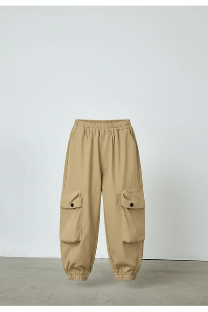Pantalon Fluide Cargo Kaki Ample Coton Enfant - Polyester - vue 3