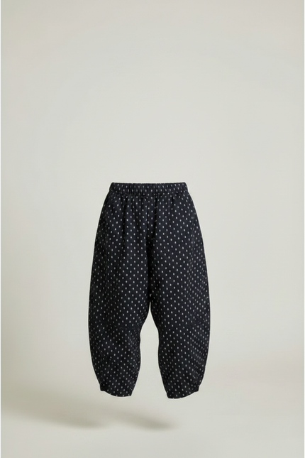 Pantalon Fluide Noir Ample Imprimé Gouttes Coton Enfant - vue 3