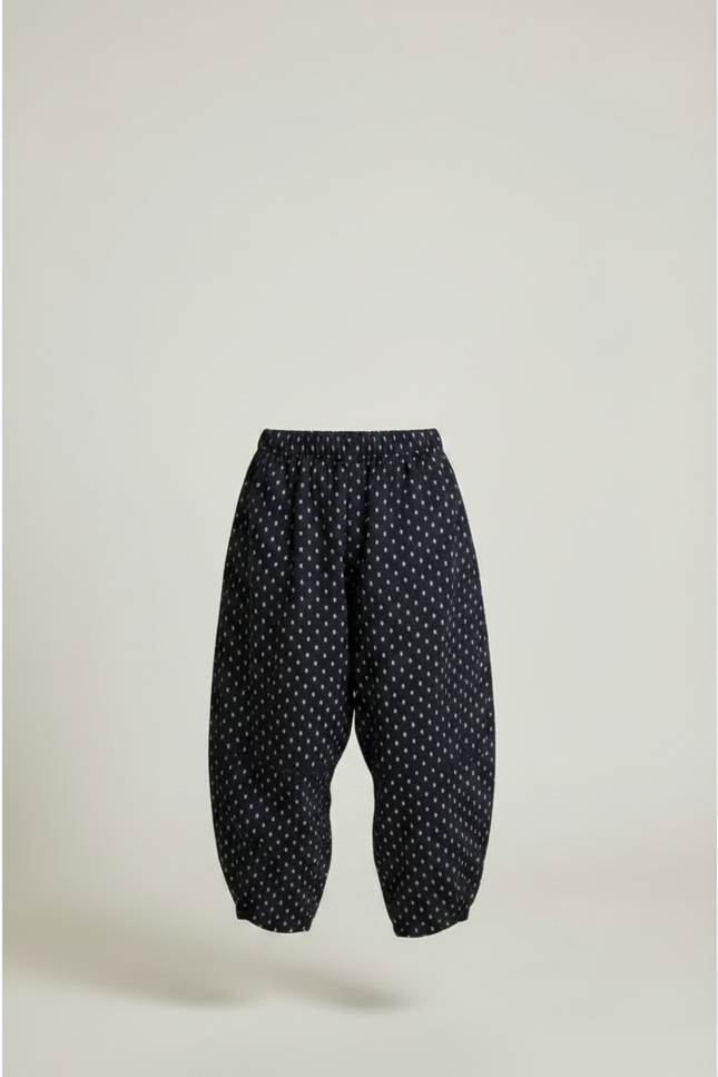 Pantalon Fluide Noir Ample Imprimé Gouttes Coton Enfant - vue 3