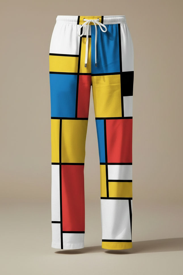 Pantalon Fluide Géométrique Ample Coloré Estival Confortable - Multicolore Polyester - vue 3
