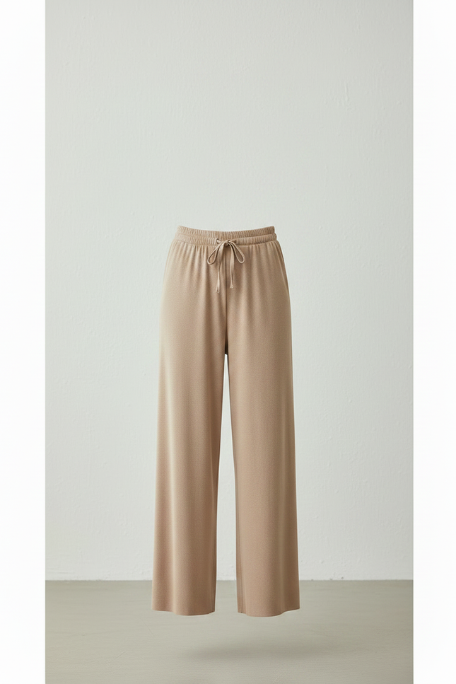 Pantalon Fluide Kaki Ample Doux Cordon Confortable - Maille - vue 3